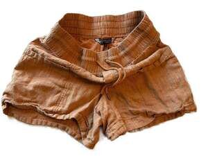 Athleta Cabo Linen Textured 4" Shorts Rain Dance Sienna Brown Size 6